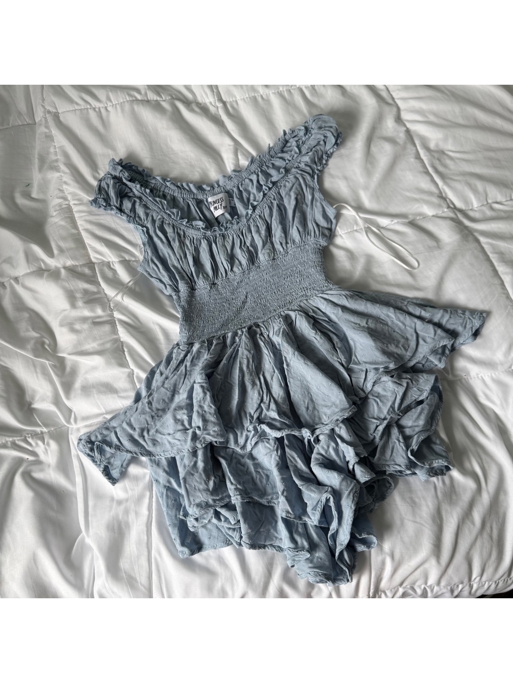 princess polly light blue dress romper polka dot size 4 fits like XS